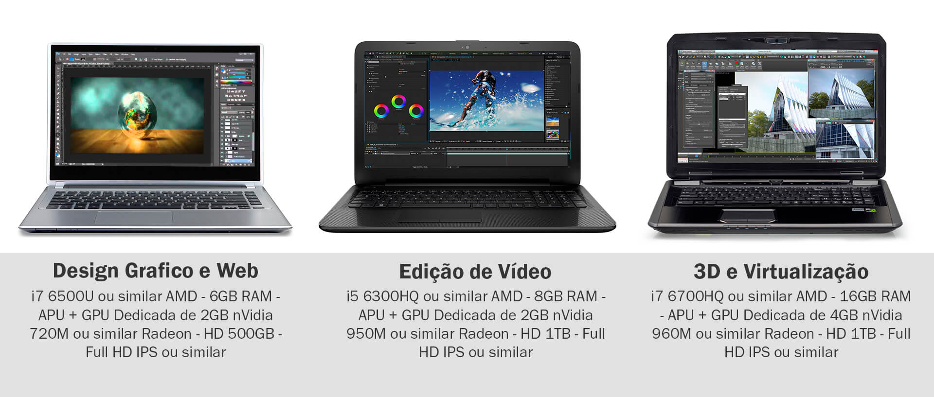 laptops de diversos modelos